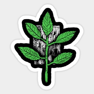 leaves on a branch - woodcut Sticker